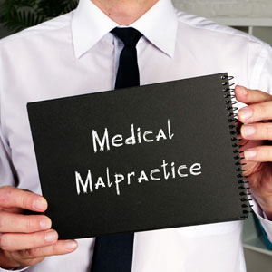 Person holding a sign that reads 'Medical Malpractice' in chalk on a black notepad. - Callahan & Binkley, PLC